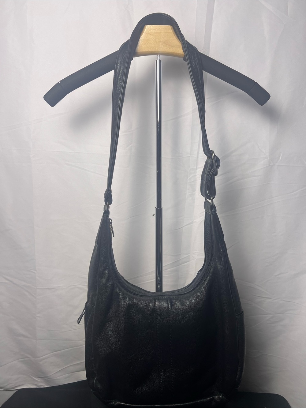 Coronado Leather Black Pebbled Hobo CCW Concealed Carry Shoulder Bag No Key
